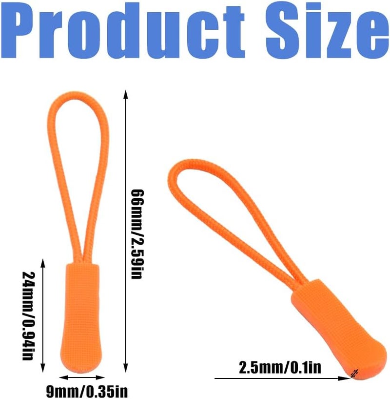 Ruidee 50 Pieces Zipper Pulls Zipper Tabs Zipper Pull Cord Extender Replacement Zipper Pulls for Backpacks, Jackets, Luggage, Purses, Handbags（Orange） - Image 2